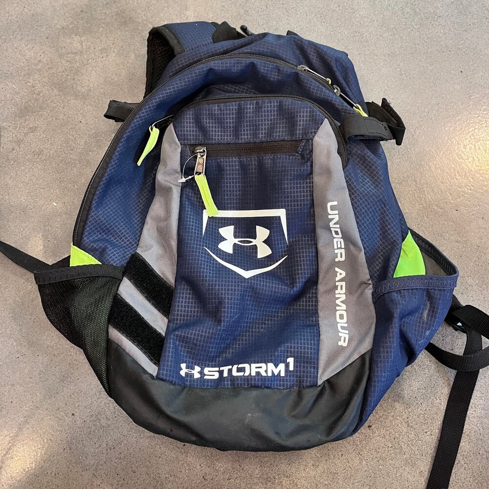 Under Armour Storm 1 Toddler size backpack blue neon green baseball bag